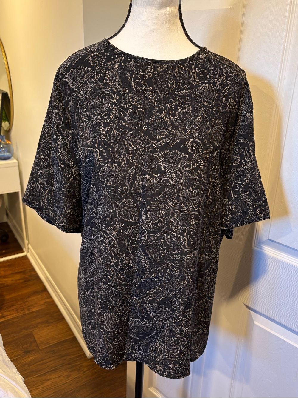 Jones New York 100% Silk Floral Paisley Blouse Black 20W